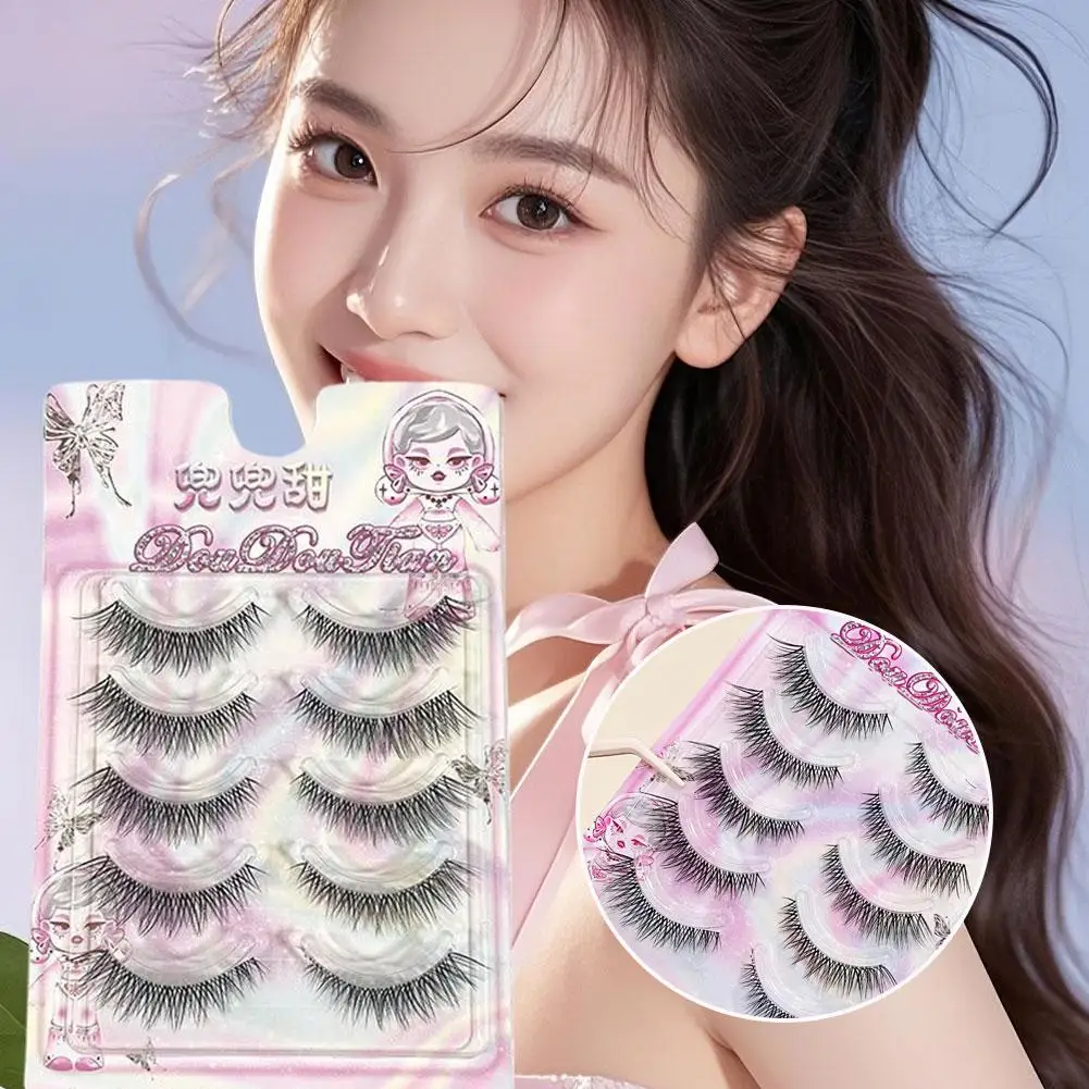 5Pairs 3D Nerz Wimpern Natürliche Falsche Wimpern Flauschigen Streifen Wimpern 3D Gefälschte Wimpern Natürliche Selbstklebende Falsche Wimpern Make-Up-Tools