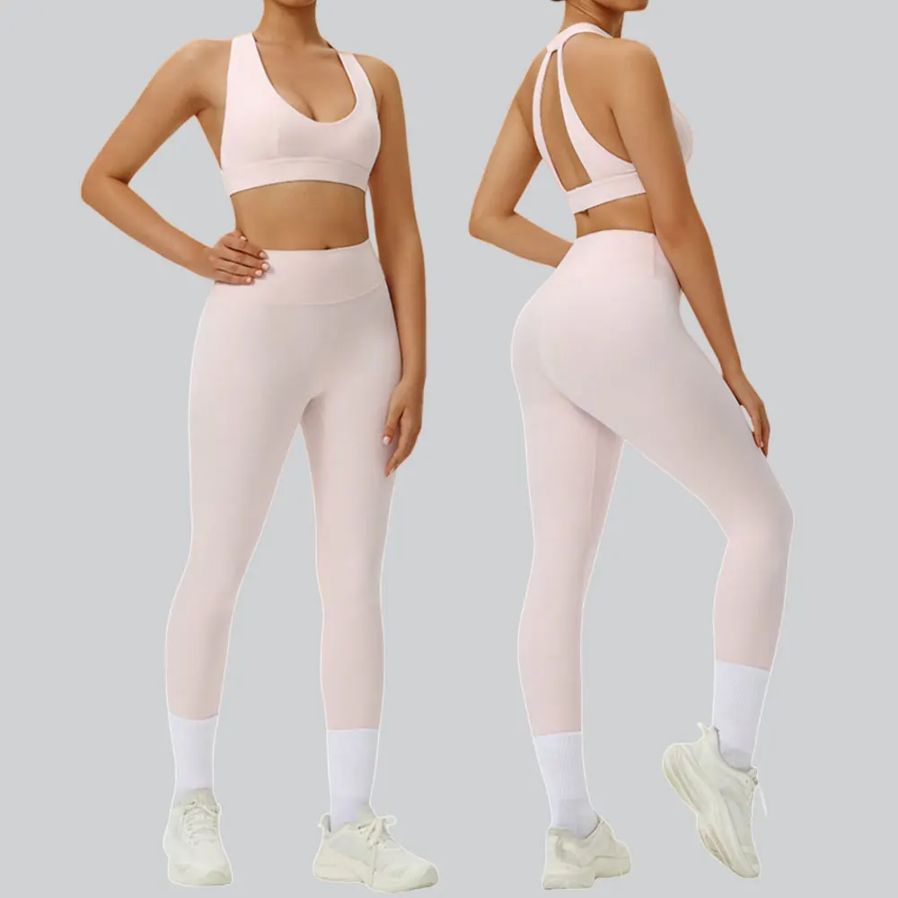 

Спортивный комплект для йоги из 2 предметов: женский спортивный бюстгальтер пуш-ап и леггинсы с длинным рукавом для фитнеса, бега и тренировок в зале, ударопрочный