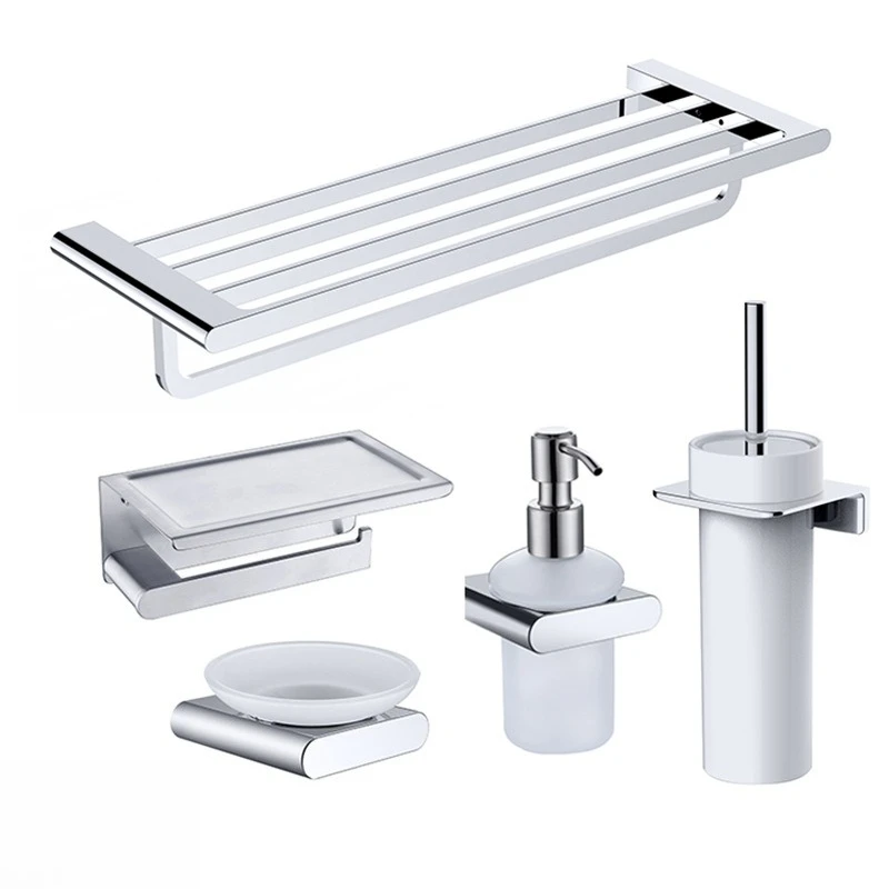 

Toilet towel rack 304 stainless steel bathroom pendant set No punching paper towel rack Household