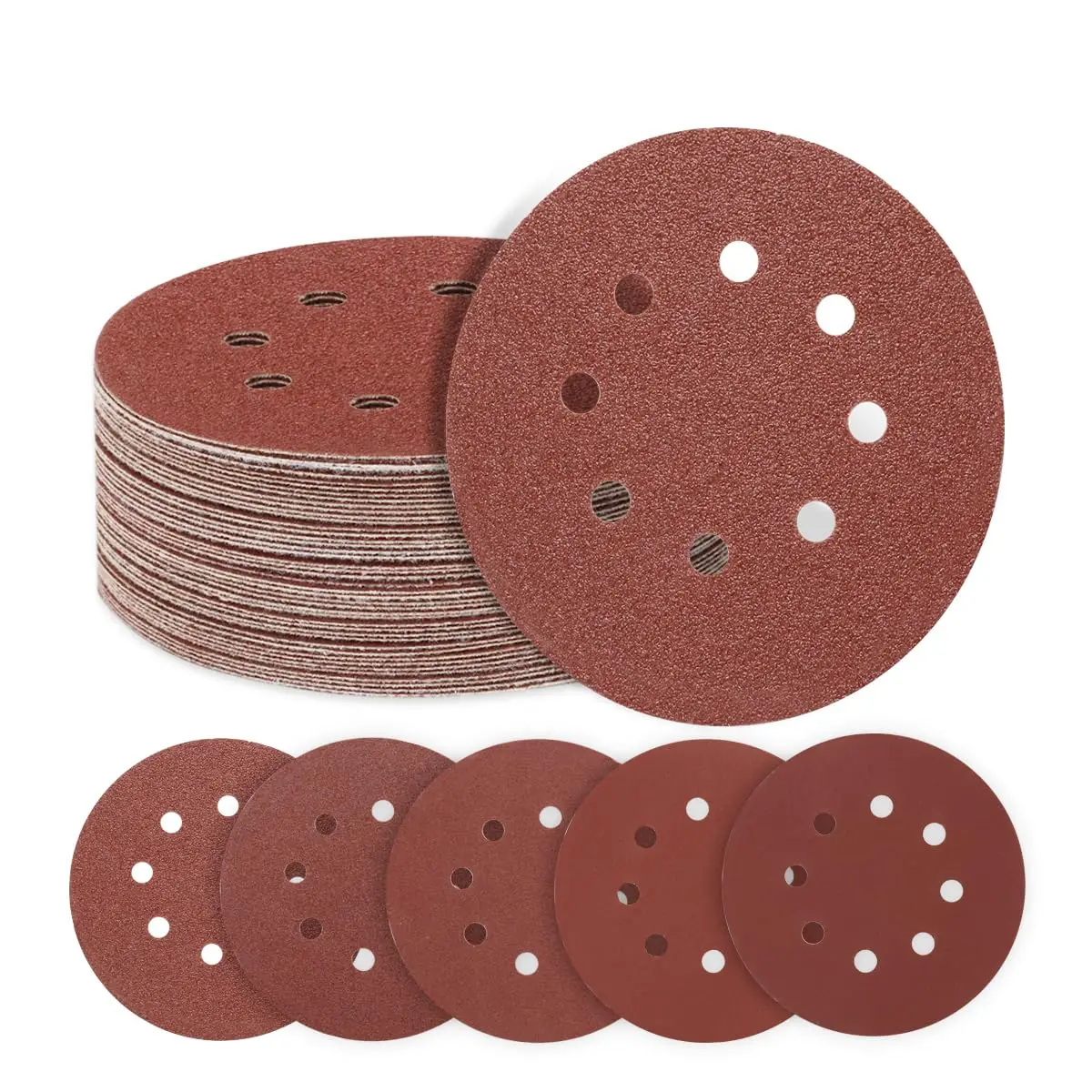

50 PCS 5 Inch Sanding Discs, Assorted Grits Hook and Loop Pads for Orbital Sander