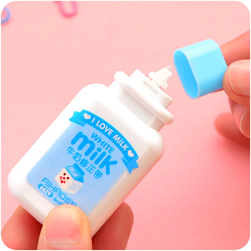 2PCS Cute Milky White Correction Tape Creative Correction Belt Cute Bottle Cartoon Student Office Correction Tape