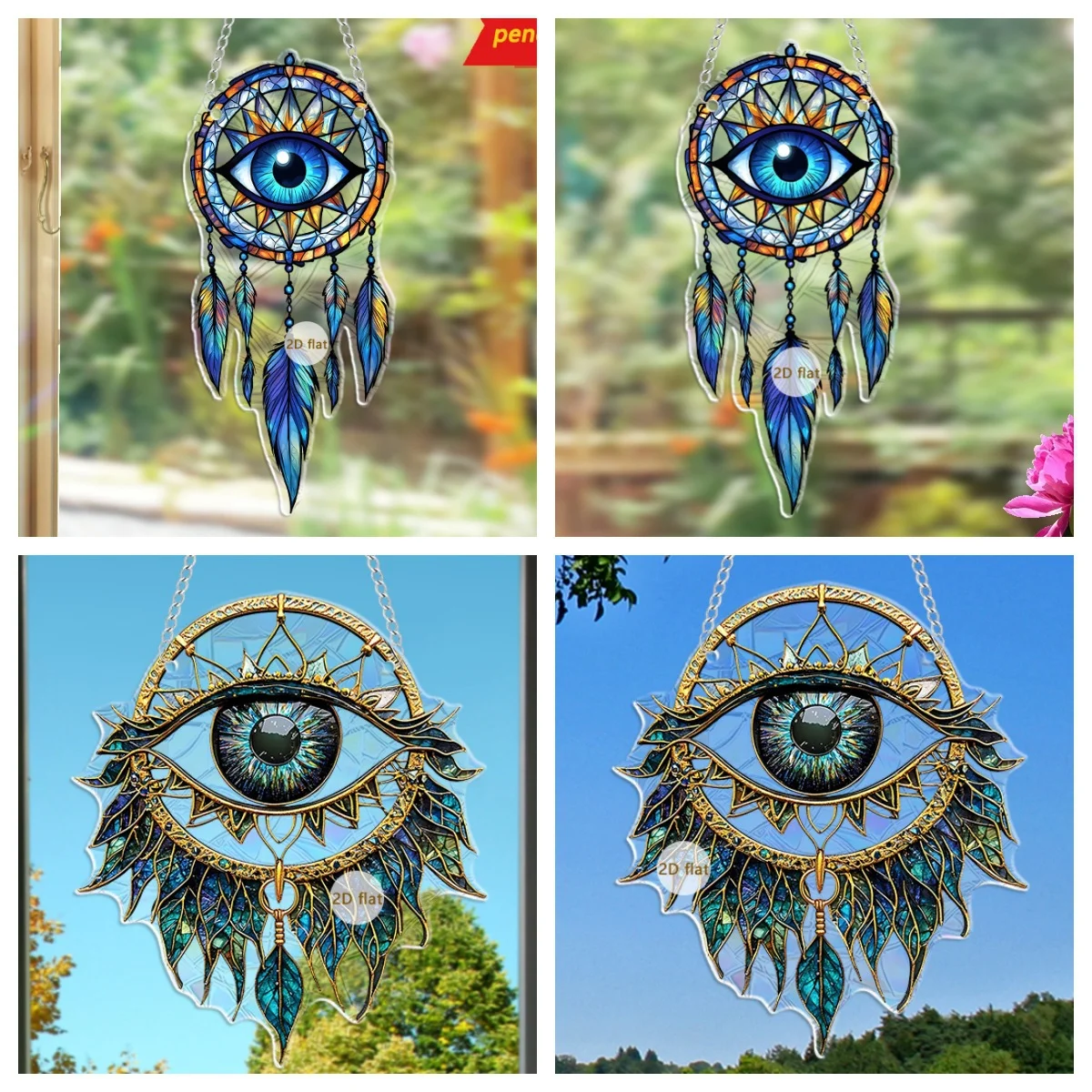 1PcEvil Eyes Hanging Decoration Hanging Pendant Wind Chime Suncatcher Home Window Ornament Garden Decor Car Interior Decoration