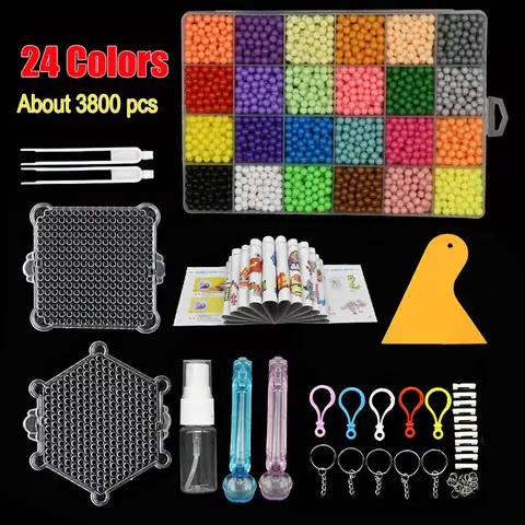 24 색상 3800pcs 마법의 물 안개 매직 비즈 수제 Diy 매직 비즈 교육 퍼즐 어린이 장난감