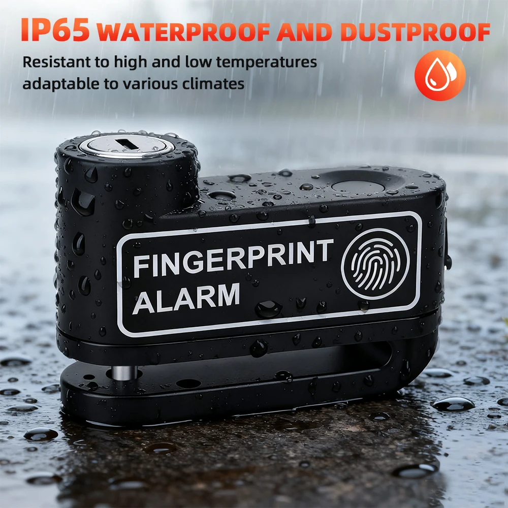 Disc Brake Lock 120dB Fingerprint Motocycle Alarm with Keys Anti-theft Lock Rechargeable Motorbike Accessories - view 2
