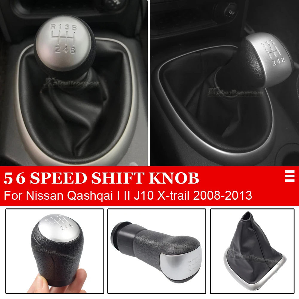 Car Styling Manual 5/6 Speed Gear Shift Knob Shifter Lever Pen Head Ball For NISSAN QASHQAI I J10 X-trail 2006-2013 QASHQAI II
