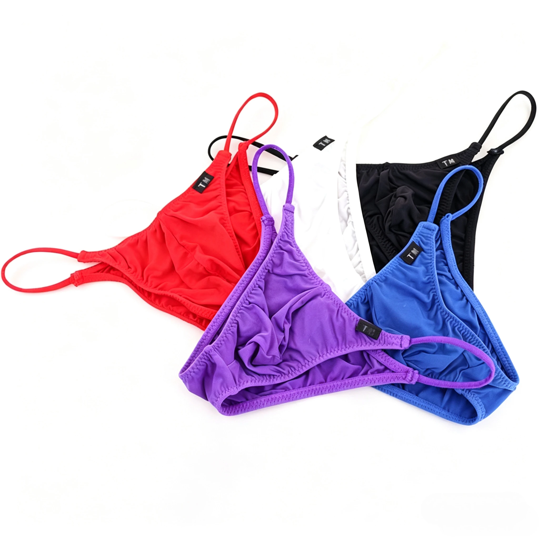 Thin Nylon Ruched Men Bikini Briefs Low Waist Elastic Comfort Male Panties Youth Fashion Quick Dry Cool Feel Comfortable Knicker
