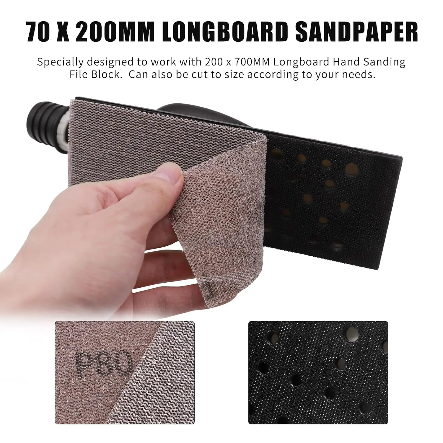 Amplas jala 200*70mm piringan pengamplasan kait dan Loop bebas debu bermacam-macam 80-320Grit untuk pemolesan logam Drywall otomatis, 20 pak