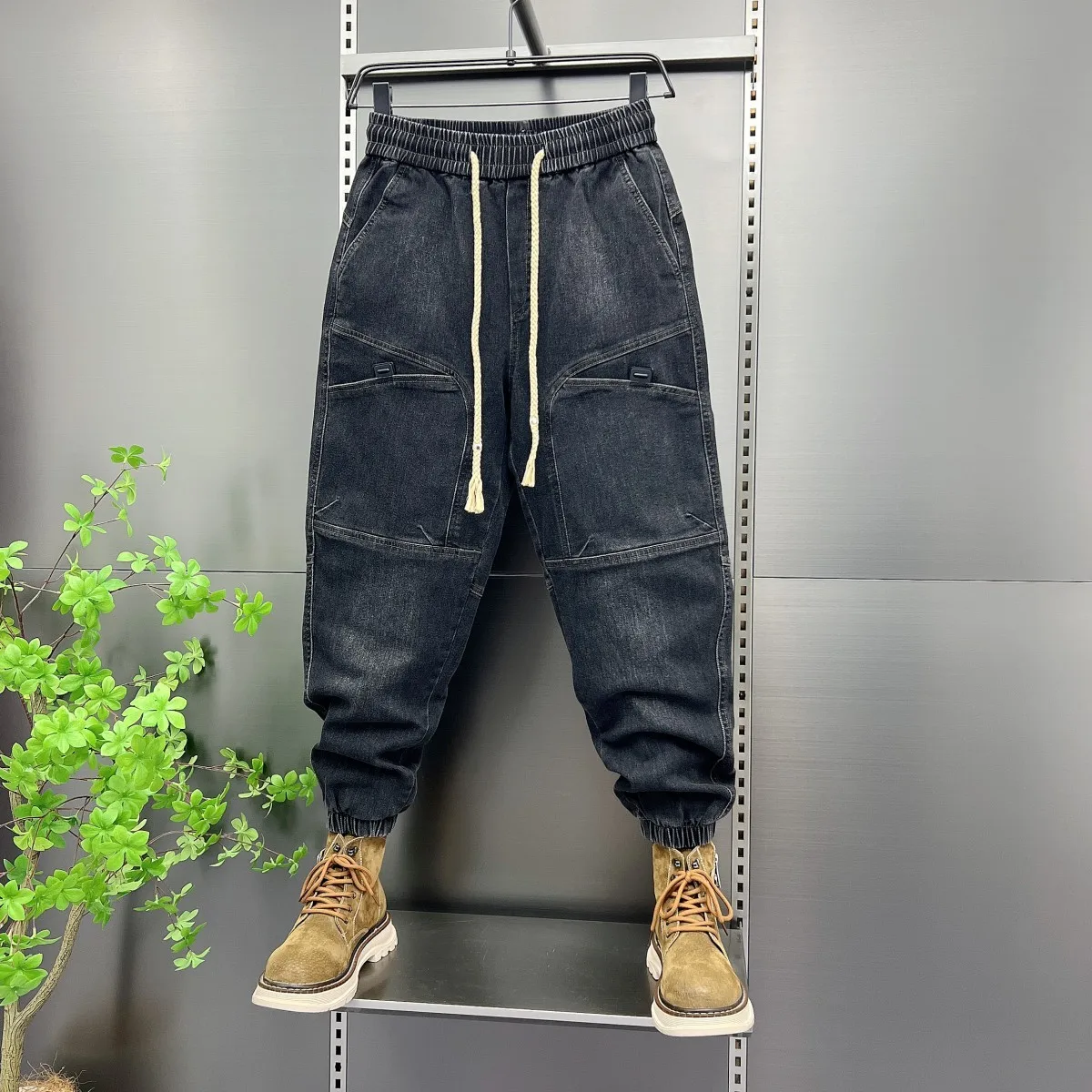 Autunno 2024 Jeans da uomo alla moda American Retro Big ket Harlan Pantaloni Giovani Casual Slim Fit Comodi pantaloni lunghi resistenti all'usura