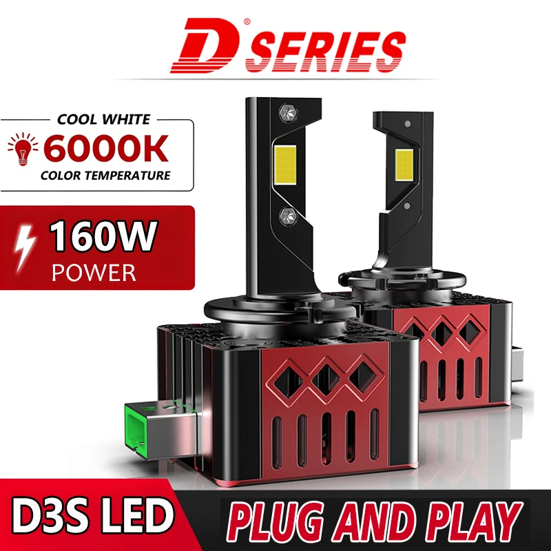 D SERUES D3S Car LED Headlight Bulbs White Auto Lamp 160W D1S D2S D4S D5S Canbus Error Free 12V 24V Xenon Headlamp Replacement