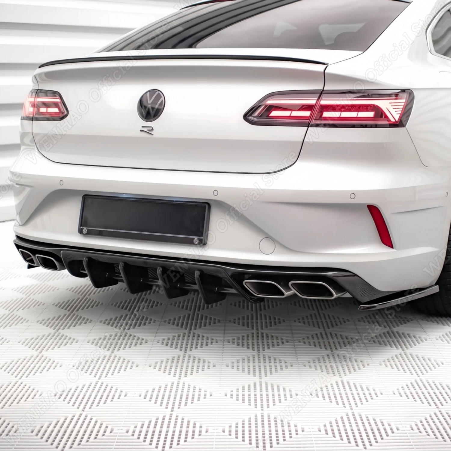Maxton Style Rear Bumper Diffuser Side Splitter Protecter for Volkswagen Arteon R Sedan / Shooting Brake Mk1 Facelift Tuning