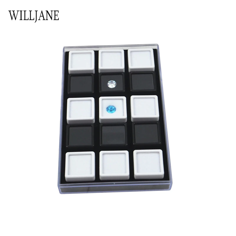 Loosing Diamond Gemstone Display Carrying Case 15 Grids Gem Stones Storage Box Jewelry Pendant Beads Collection Tray with Lid