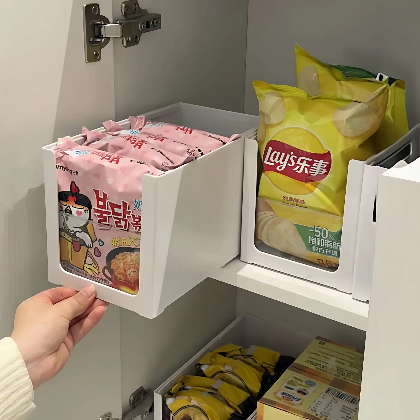 

Японский стиль: Прозрачный выдвижной органайзер-корзина для хранения вещей, расширяемый, для дома, без бренда