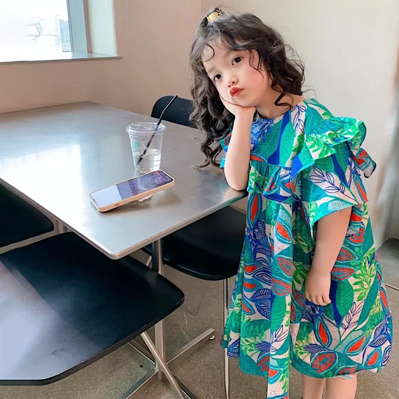 Baby Girls Summer Dress Children Kids Fashion Korean Style Loose Posh Outdoor Leisure Princess Floral Dress