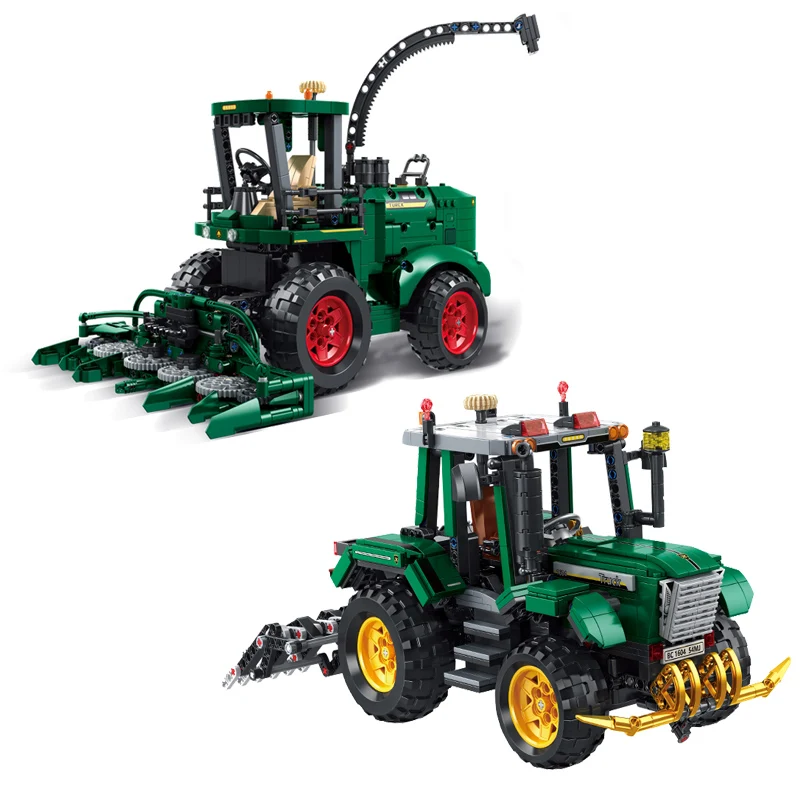 

IN STOCK MOC Farm Vertical Harvester Building Blocks Model wheeled Tractors Bricks Assembling Toys for Boys Birthday gift set