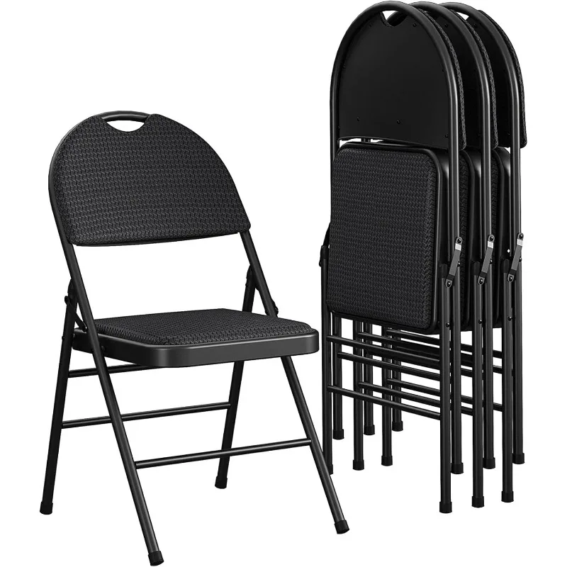 Commercial XL Comfort Fabric Padded Metal Folding Chair with Contoured Seat Back, 300 lb. Weight Rating, Triple Braced