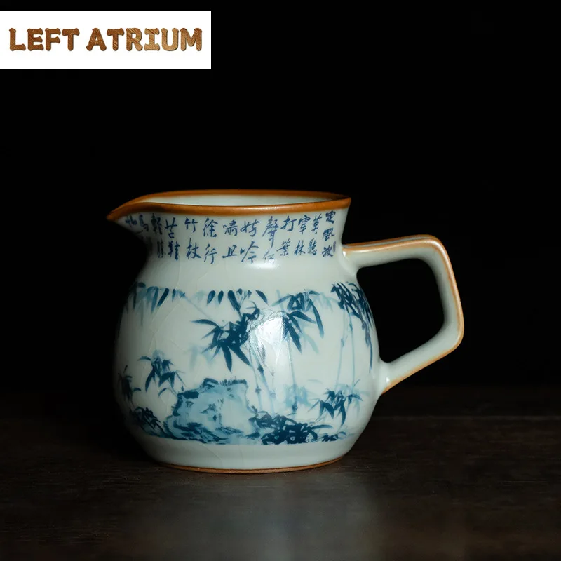 

260 мл Dzbanek для чая Ru Kiln Green Mountain Bamboo Shadow Fair Cup Cracked Glaze Cha Hai Creative Justice Cup Cafe Divide Teaware