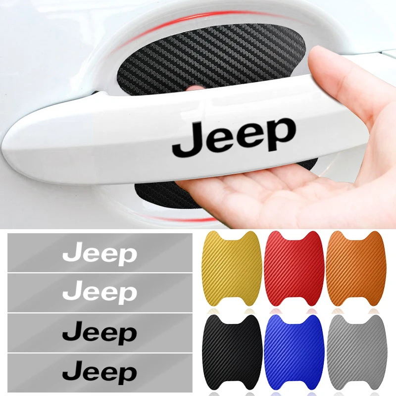 

Car Door Sticker Carbon Fiber Scratches Auto Handle Protection Film For Jeep Wrangler Grand Cherokee Renegade Tyre Stem Air Caps