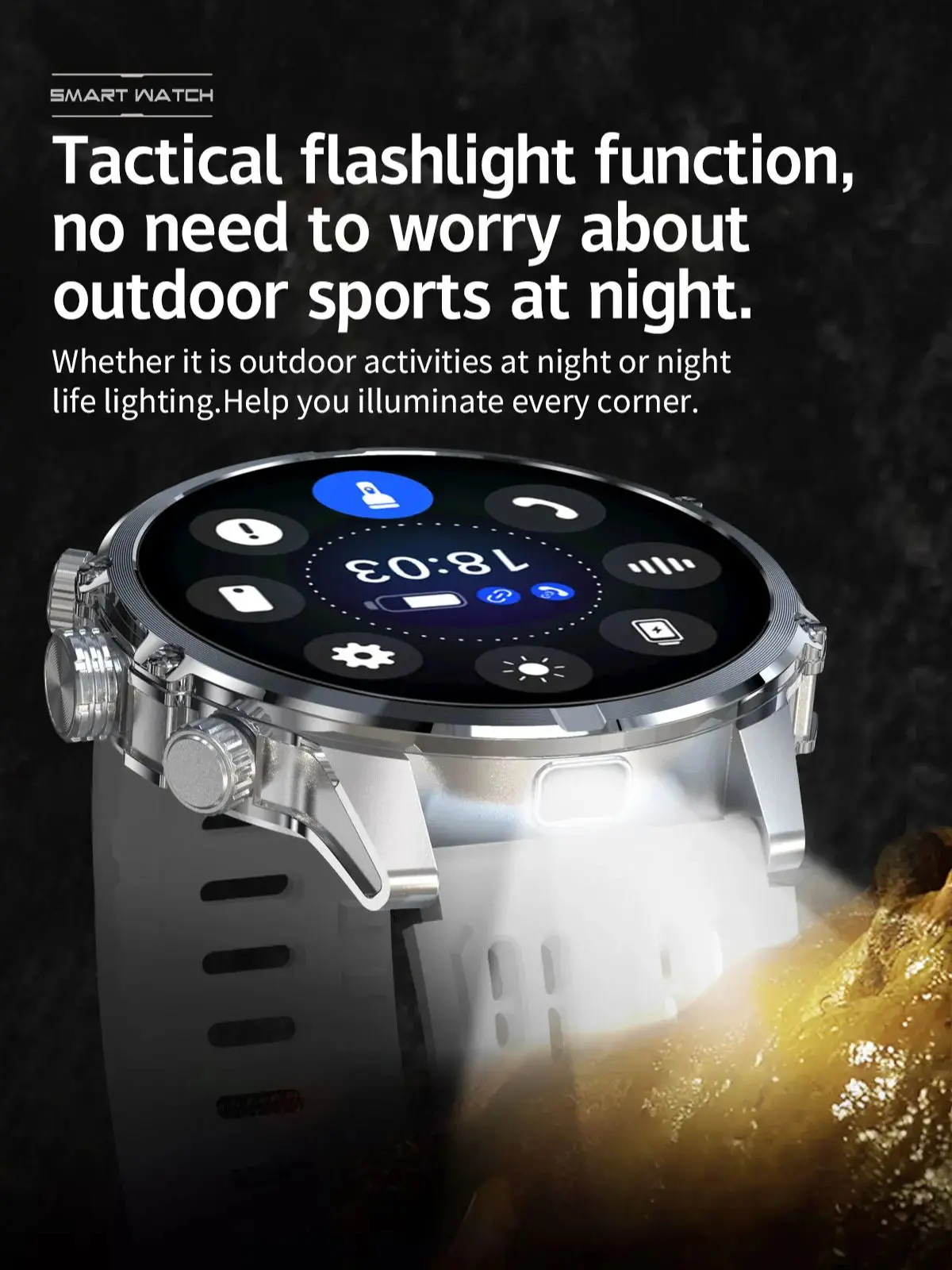 1.75" AMOLED Screen Smart Watch Men LED Flashlight Bluetooth Call Bracelet 600mAh Heart Rate Monitor Outdoor Sports Smartwatch