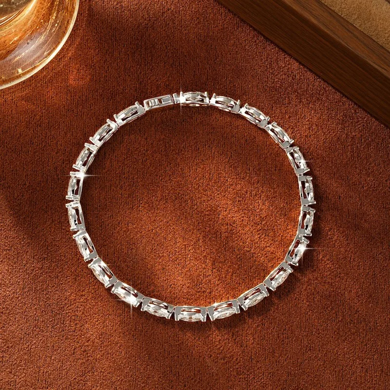 Rrjzz 3 x 6 mm Marquise-Schliff, D-Farbe, vollständiges Moissanit-Armband für Damen, luxuriöses 7 Zoll 17,8 cm langes Ketten-Verlobungsarmband, Schmuck, Geschenke – Detail 6