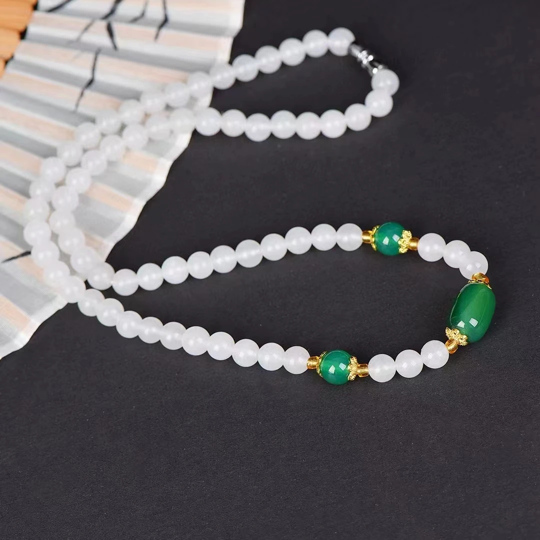 Jade Seda Dourada Corrente Mão e Colar, Pedra Natural Pulseira Elástica, Pulseiras de Pedras Preciosas Femininas, Encantos Jóias, Presentes do Dia das Mães