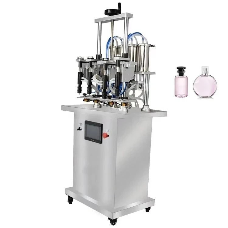 

Semi Automatic Four Heads Fragrance Filler Piston Servo Motor Drive Vacuum Filling Machine for Perfume Liquid Oils