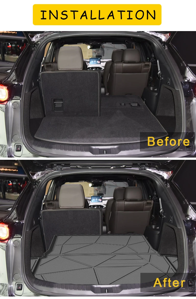 For Mazda CX-9 2018-2022 Car Cargo Liner box Mat TPE Anti-slip Trunk Mat Trunk Tray Carpet Interior Accessories