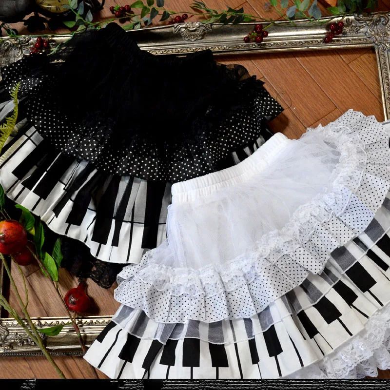 

Sweet Japanese Punk Style Piano Skirt Women American Vintage A-Line High Waist Skirt Harajuku Cute Lolita Inspired Streetwear