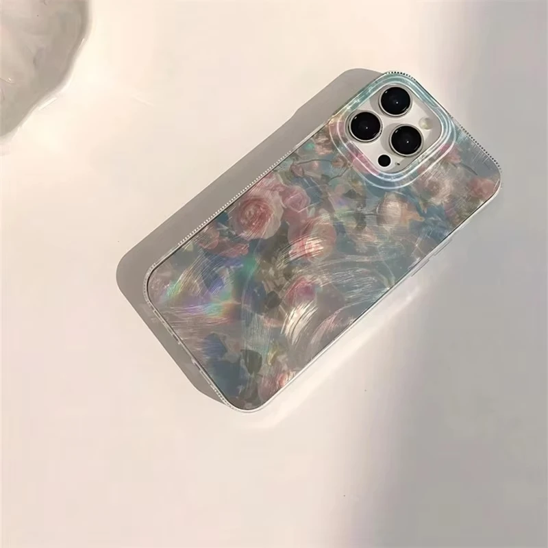 Funda estampada con ondas de agua rosa frescas de verano para Samsung Galaxy A55 A54 A15 A35S25 S24 S23 S22 Ultra S21 FE S20 cubierta trasera brillante