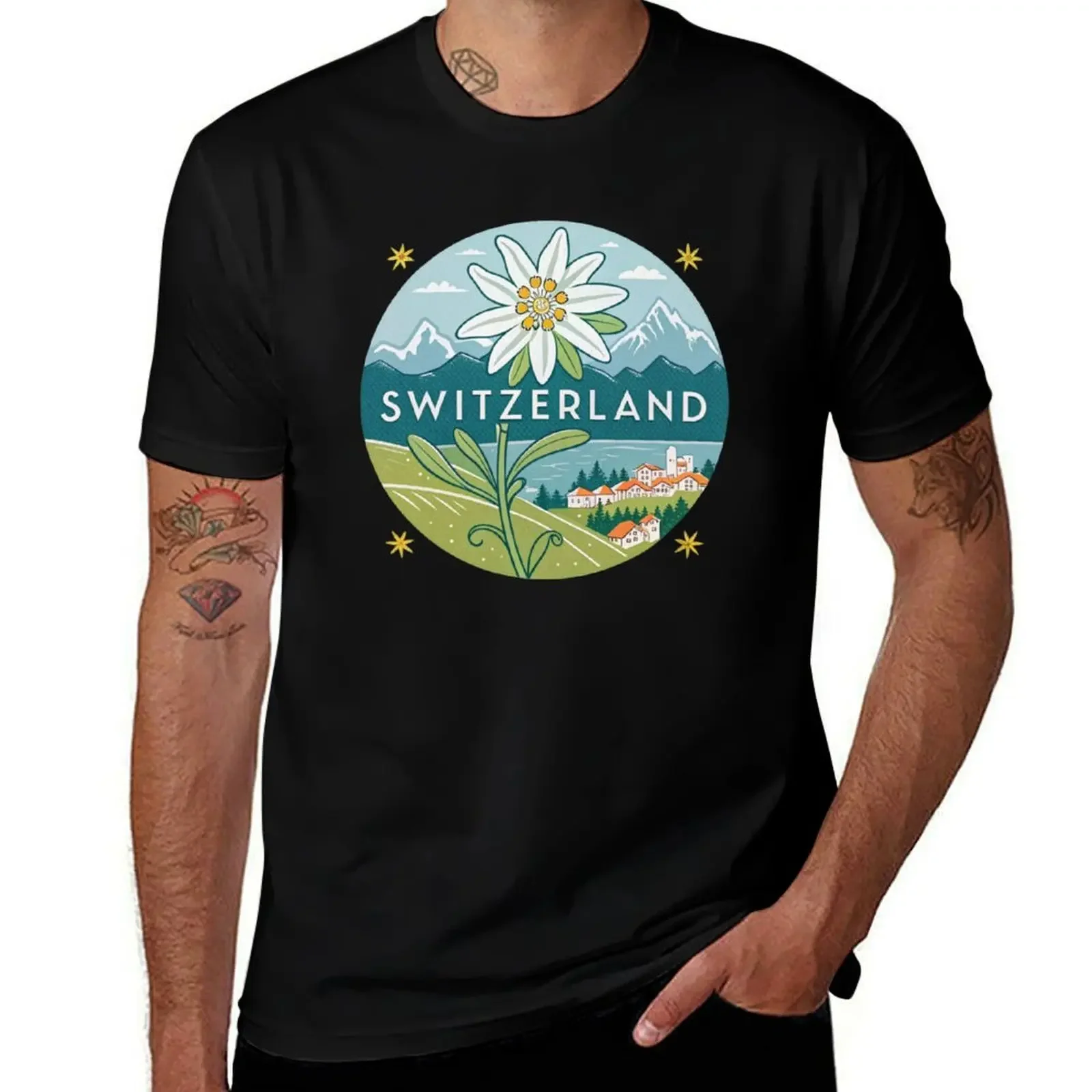 

World Travel - Stay Positive Vibes - Switzerland T-Shirt summer tops shirts graphic Funny t-shirt mens shirts graphic tee