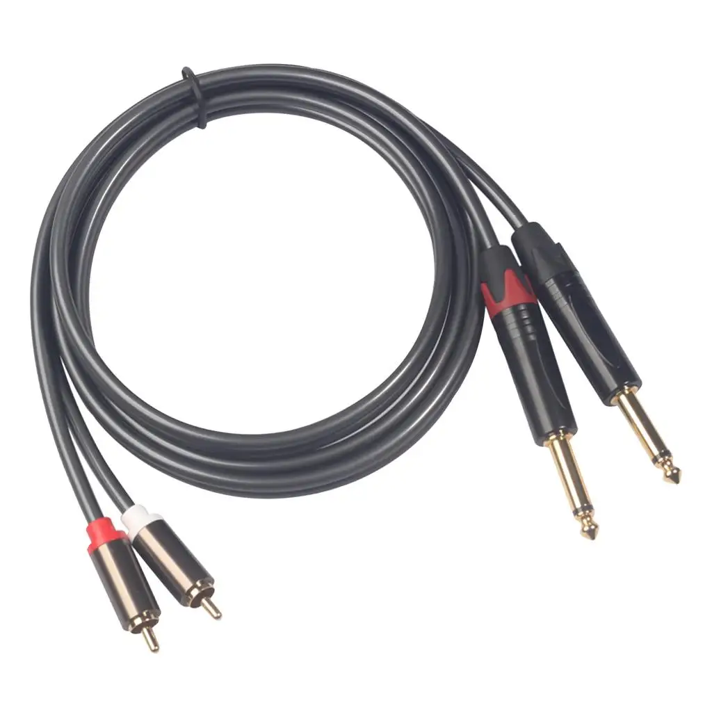 1.5 6.35 Mm 1/4 Inch Jacks to 2 RCA Sockets OFC Audio Cable