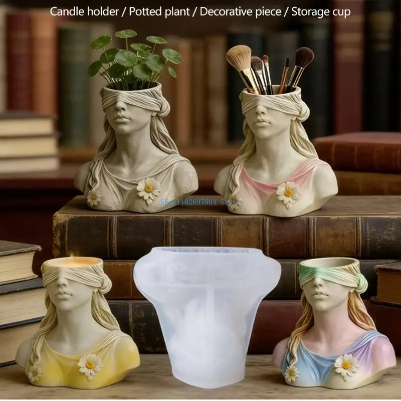 N7YF Multi Purpose Silicone Mold Featuring Blindfolded Design Concrete Planter Mold For Resin Jewelry And Home Decors