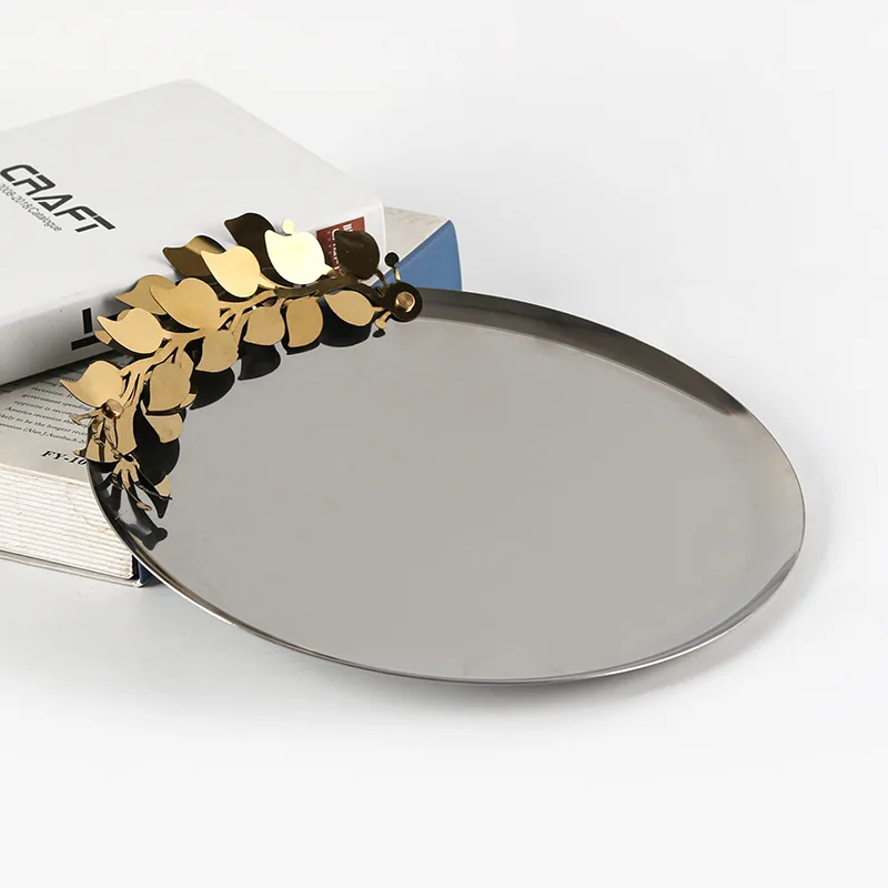 Plato de metal Simple para pastel, plato de fruta, adorno, modelo para habitación, hotel, villa, club, mesa, snack, bandeja para aperitivos de frutas secas