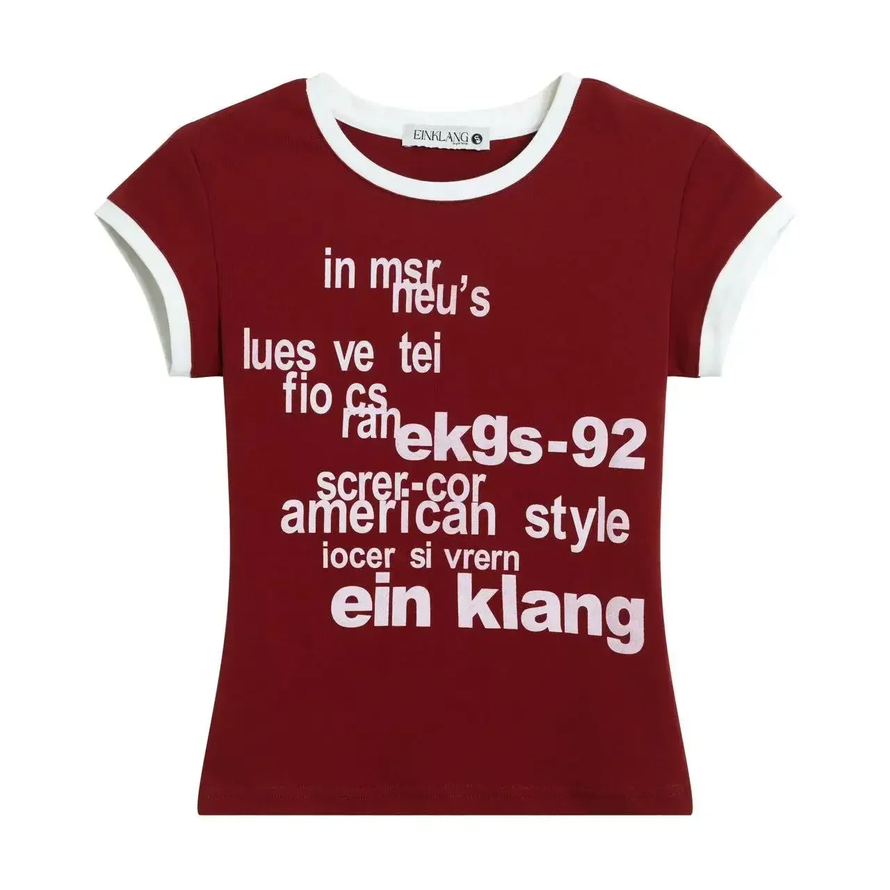 Pop Retro American Letter Print Short Sleeve T-Shirt Women's Fashion Shoulder Streetwear Summer Slim Fit Hot Girl Body Decoratio
