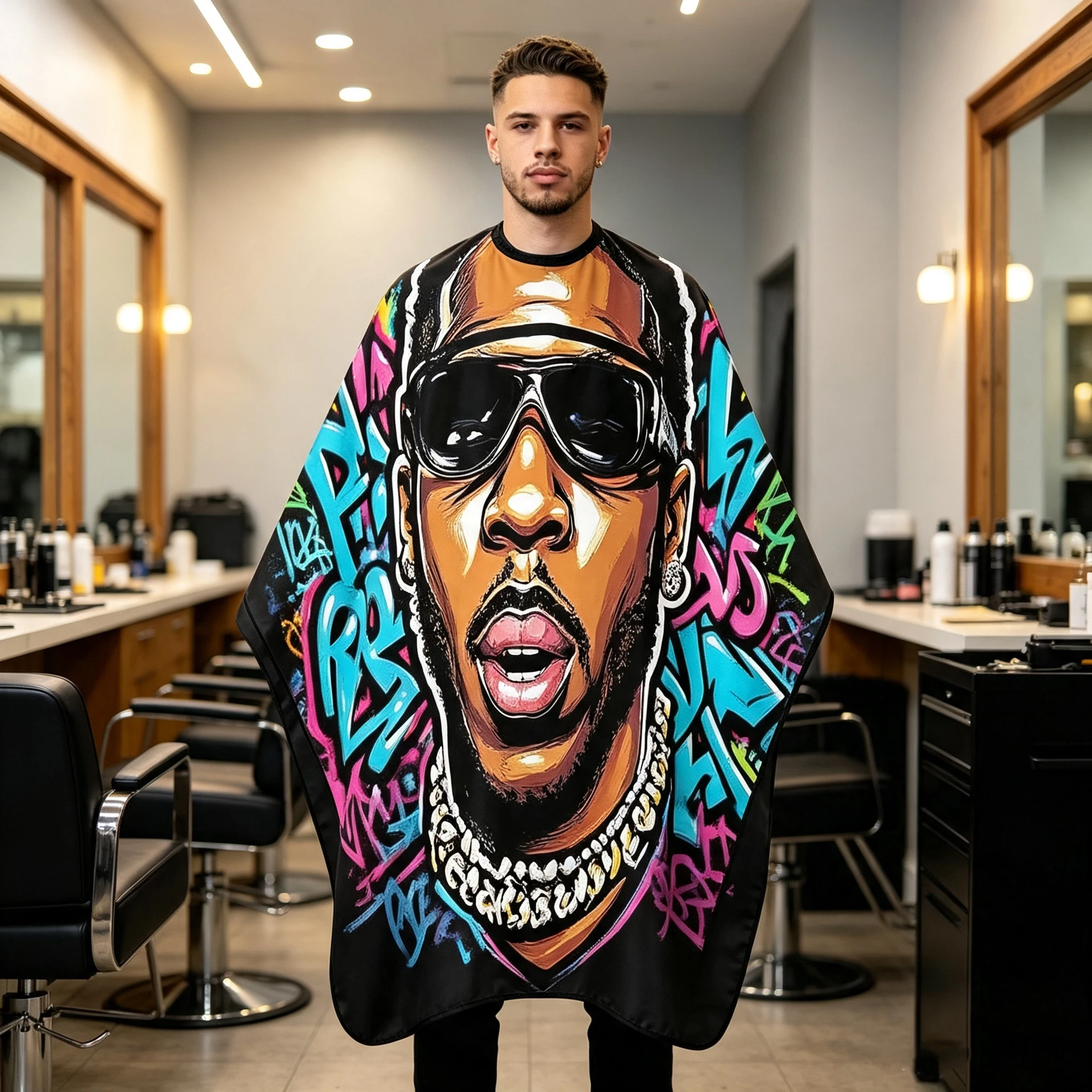 Black Salon Hairdressing Cape Waterproof Anti Static Hair Cutting Cloak Large Size Barber Apron For Haircut Hair Dye Bleach
