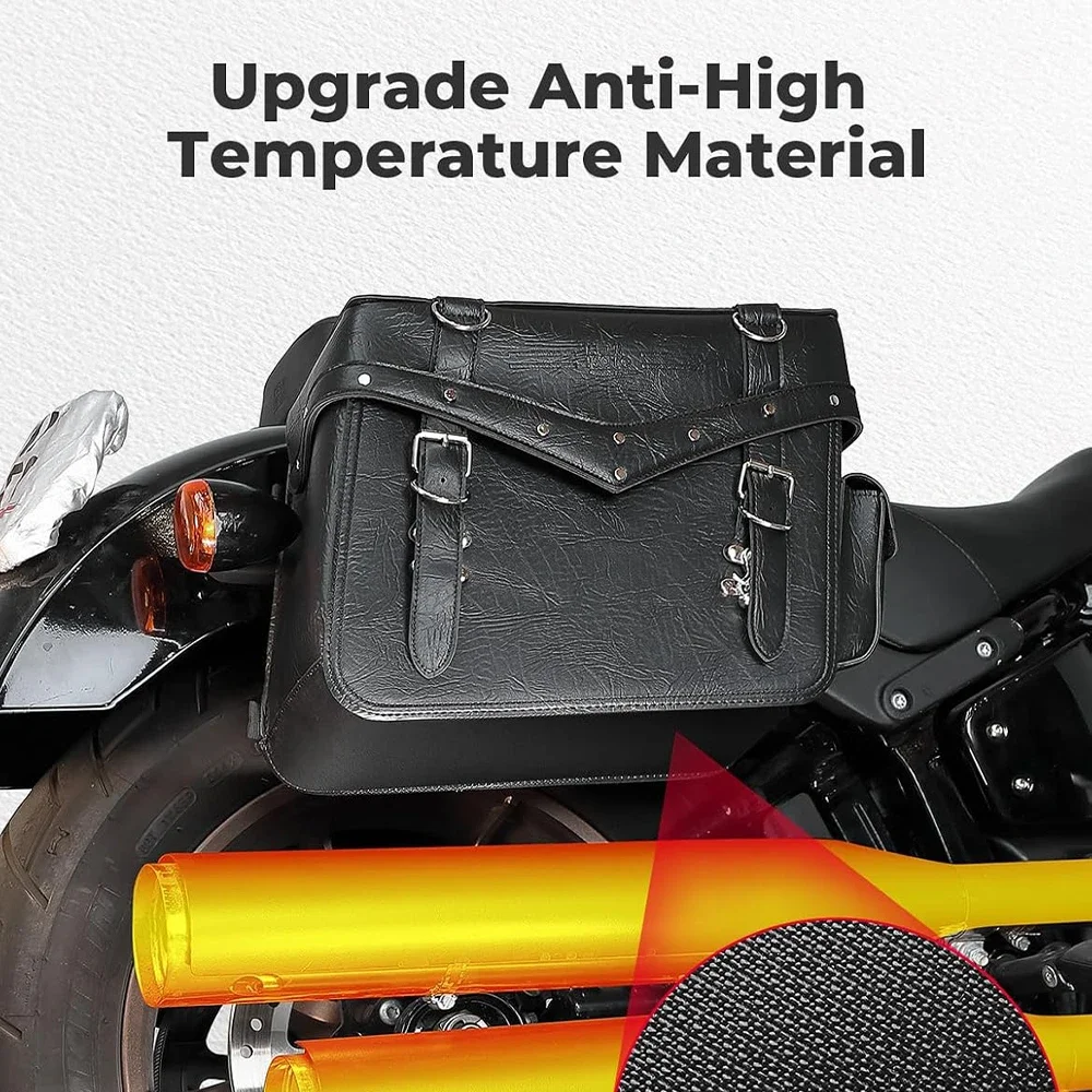 Motorcycle Side Saddle Bags 30L Retro Leather Saddlebags Heavy Duty Throw Over Luggage Bags for Sportster Softail Dyna Road King