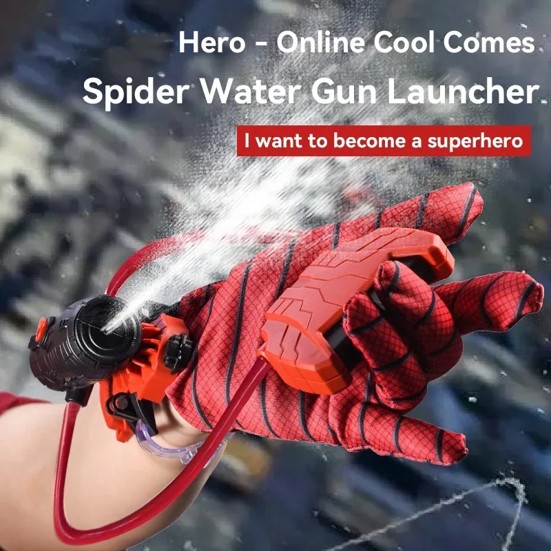 Spiderman Launcher Water Gun Summer Wrist Shooting Water Toy Plastic with Gloves For Children Spiderman Cosplay Props Games