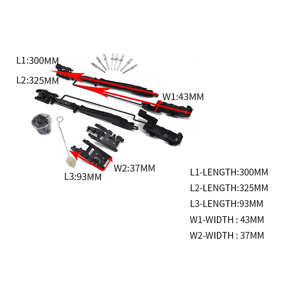 

Sunroof Repair Car Accessories Auto Kit Assembly Track Suite Aluminum Alloy Abs