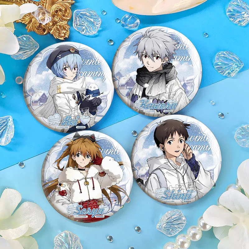 

Неоновый милый голографический значок «Двойной всплеск» по мотивам аниме «Евангелион» с персонажами, коллекционный, из жести, в подарок