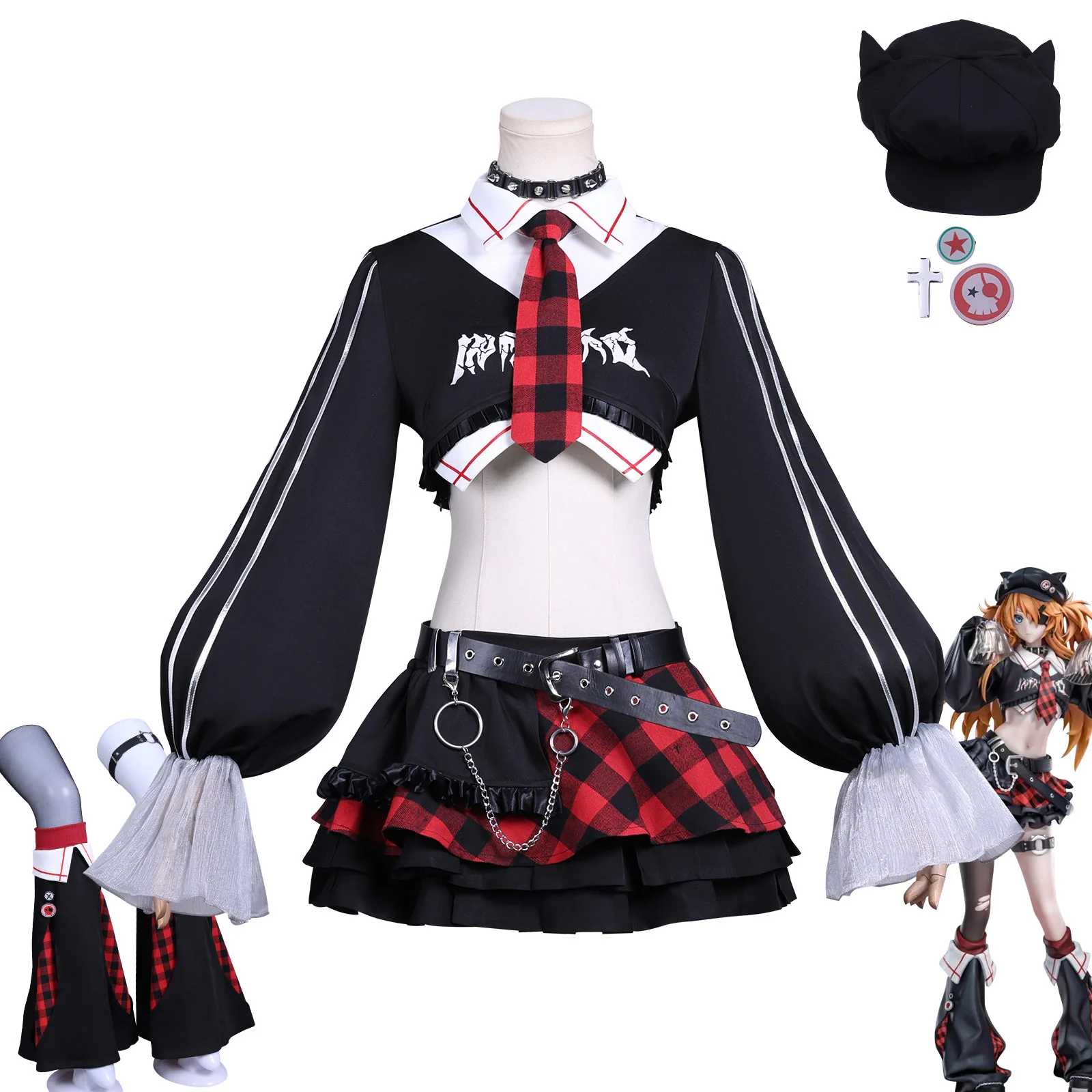 Nuevo disfraz de Cosplay de Anime bidimensional para mujer: camiseta corta de manga larga con elefante Asuka Sprout + conjunto de falda Midi
