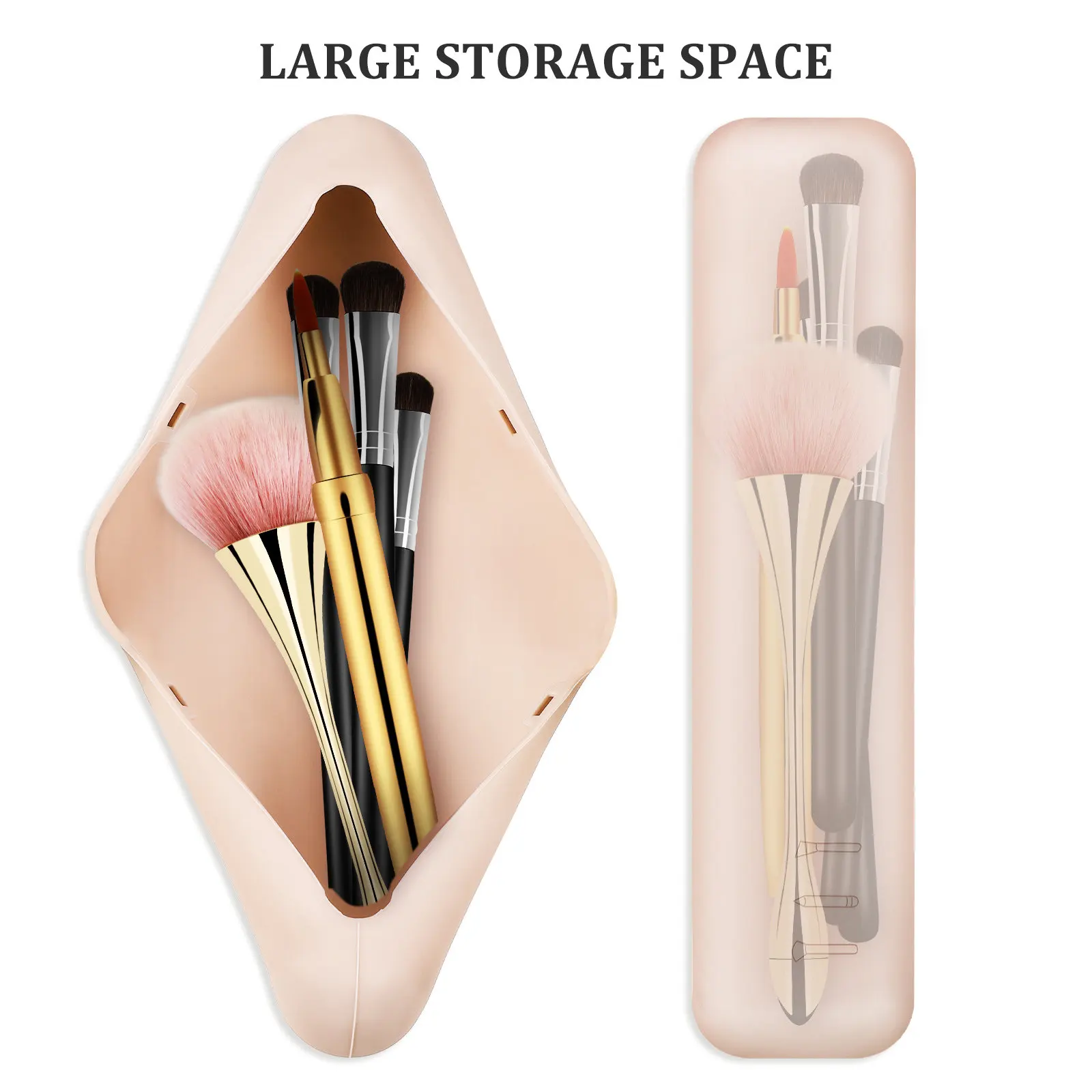 Bolsa de armazenamento para pincéis de maquiagem, 2 peças, bolsa de silicone para pincéis, organizador de viagem, portátil, multiuso, suporte para ferramentas de maquiagem