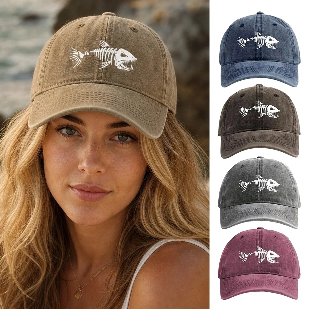 Fashion Accessory Vintage Washed Fishbone Baseball Cap Breathable Distressed Sunscreen Hat Adjustable Visor Cap For Men Women