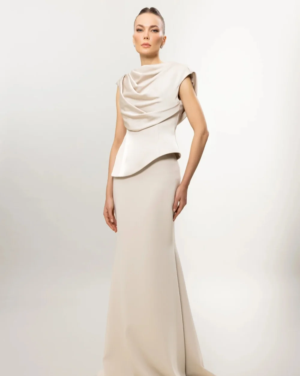 

Customized Formal Women Jersey Ruched Pleat Mermaid Evening Dresses Modern Style O-Neck Sleeveless Floor Lenght Prom Dresses