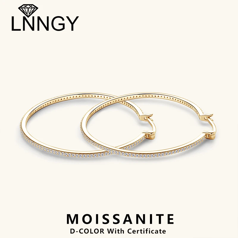 

Сертифицированные Lnngy серьги с муассанитом большого круга 1 мм, серебряные серьги-кольца из стерлингового серебра 925 пробы, ювелирные изделия для женщин, подарок