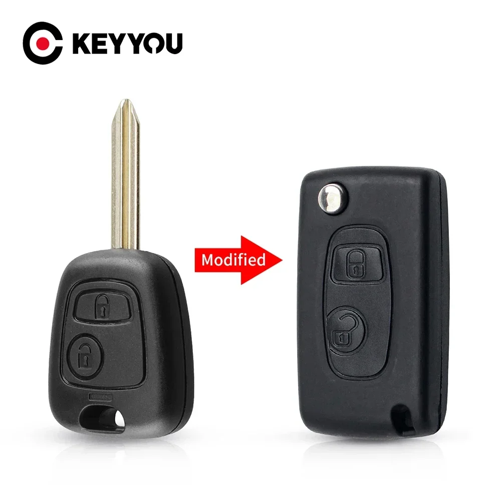 KEYYOU Flip Remote Key Shell For Peugeot 206 306 307 107 207 For Citroen C1 C2 C3 Saxo Berlingo Xsara Picasso For Toyota AYGO