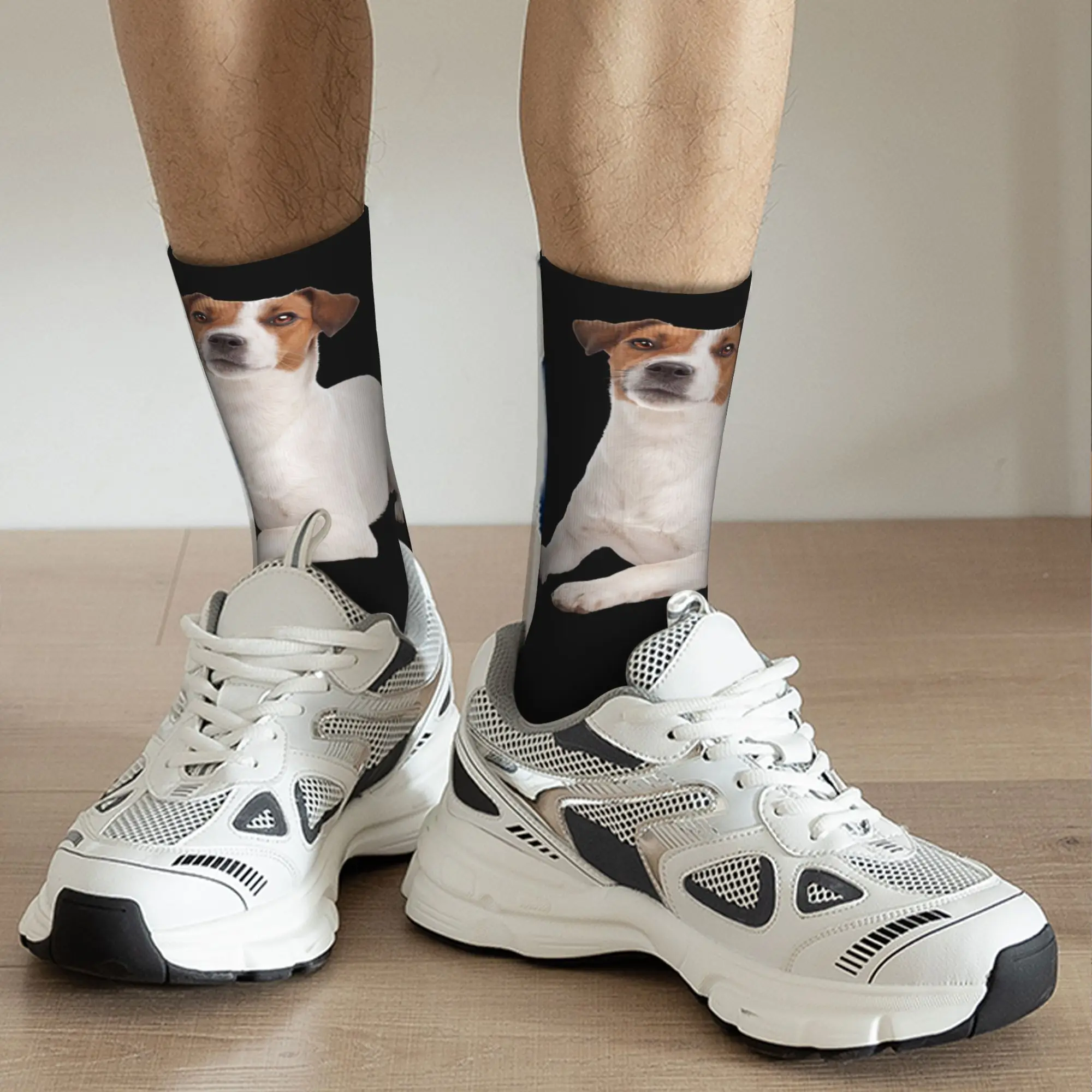 Custom Jack Russell Terrier Dog Mens Crew Socks Unisex Funny 3D Printing  Dress Socks view 5