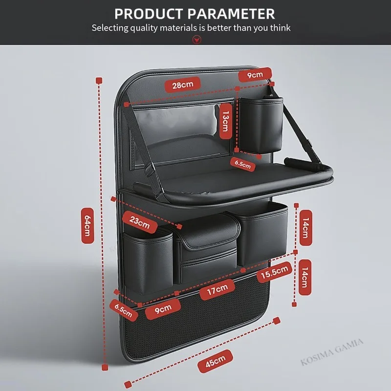 Universal Auto Car Multi Function Back Seat Storage Organizer Bag With Foldable Table Tray Cup Tissue Holder Storage Pocket