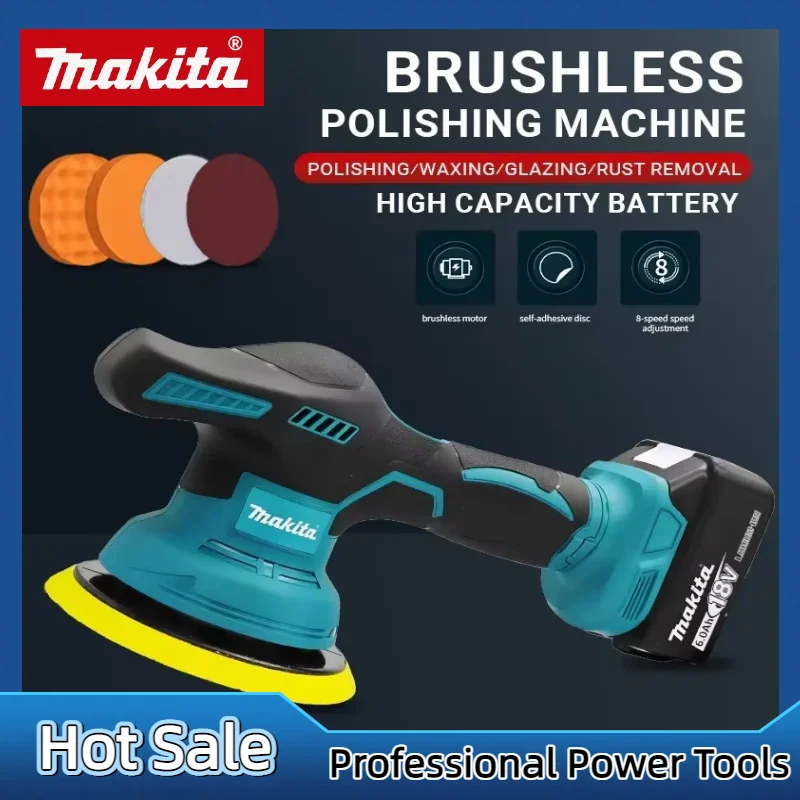 Makita Cordless Polisher 8 Gears Digital Display Electric Polisher Auto Car Waxing Polishing Machine For 18V Lithium Battery view 5