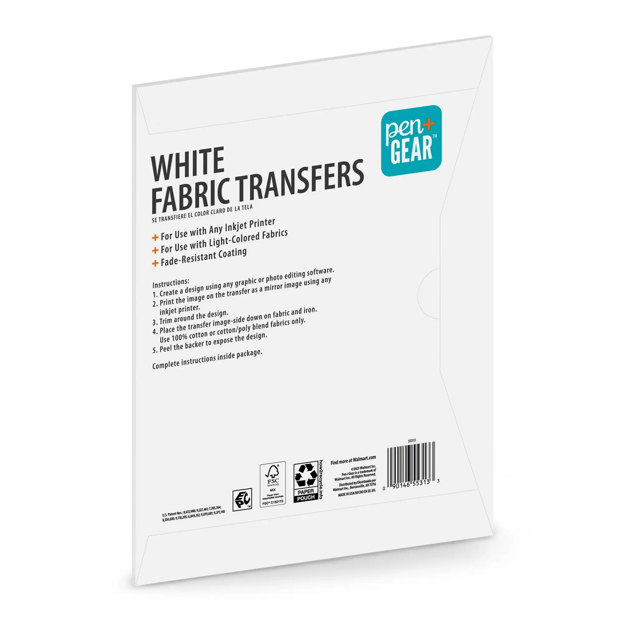 (Confezione da 2) carta Transfer in tessuto bianco Pen + Gear, stampabile a getto d'inchiostro, 8.5 "x 11", 6 fogli