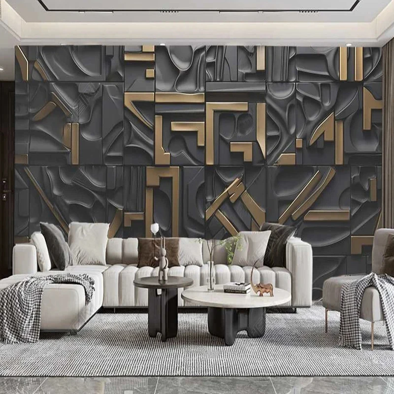 

Custom 3D Wall Mural Black letters Black Culture Rock Wallpaper Living Room TV Sofa Abstract Art Fresco Decor Papel De Parede 3D