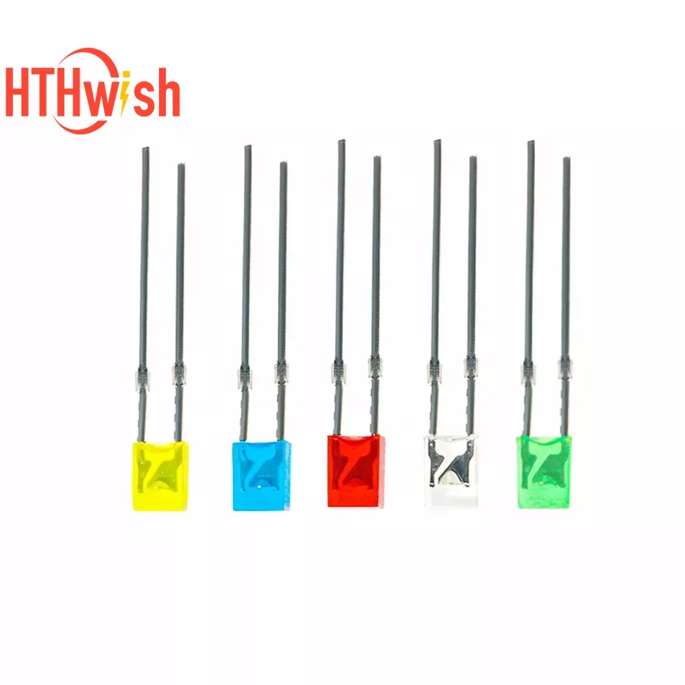 100PCS 2x3x4mm Led set 5color x 20pcs Square light-emitting diode kit  White Green Red Blue Yellow LED Diode Combination Package